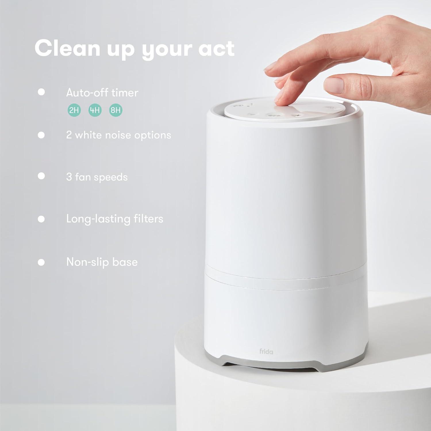 imageFrida Baby 3in1 Baby Air Purifier for Allergy Relief Sound Machine for Sleeping  Nightlight HEPA Filter Purifier for Bedroom with 3 Fan Speeds EasyChange Filter AutoOff Timer1 Count Pack of 1