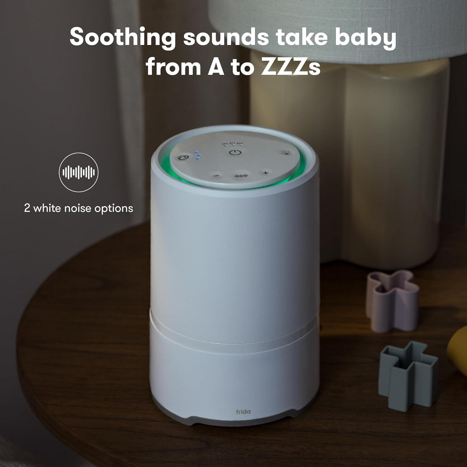 imageFrida Baby 3in1 Baby Air Purifier for Allergy Relief Sound Machine for Sleeping  Nightlight HEPA Filter Purifier for Bedroom with 3 Fan Speeds EasyChange Filter AutoOff Timer1 Count Pack of 1