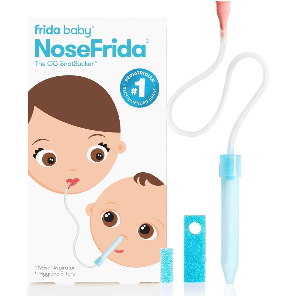 imageFrida Baby Saline Kit Includes NoseFrida Nasal Aspirator for Baby Baby Nose Sucker Saline Nasal Spray for Babies with 10 Extra Hygiene Filters Nasal Spray Decongestant 068 fl ozNoseFrida  3 Filters
