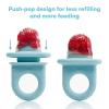imageFrida Baby Push Pop Feeder Baby Fruit Food Feeder to Safely Introduce New Foods Fresh  Frozen Silicone BPA Free Dishwasher Safe  3 Count BlueBlue
