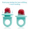 imageFrida Baby Push Pop Feeder Baby Fruit Food Feeder to Safely Introduce New Foods Fresh  Frozen Silicone BPA Free Dishwasher Safe  3 Count BlueTeal