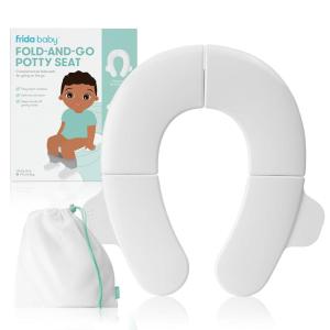 imageFrida Baby FoldandGo Portable Potty Seat for Toilet Foldable Travel Potty Seat for Toddler Fits Round ampamp Oval Toilets NonSlip Base Handles Includes Free Travel Bag