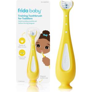 imageFrida Baby GrowwithMe Baby Toothbrush Training Set  Infant to Toddler Toothbrush 012 months Cleans All Sides at Once Oral Care for Sensitive Gums  YellowTraining Toothbrush for Toddlers 18M