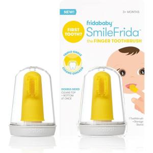 imageFrida Baby GrowwithMe Baby Toothbrush Training Set  Infant to Toddler Toothbrush 012 months Cleans All Sides at Once Oral Care for Sensitive Gums  YellowBaby Finger Toothbrush 3M
