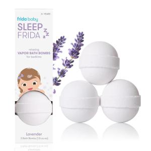 imageFrida Baby Natural Sleep Bath Bombs Lavender Essential Oil Bath Bombs for Bedtime Relaxing ampamp Calming Shower Bombs with Aromatherapy Oil for Better Sleep3 Count Pack of 1