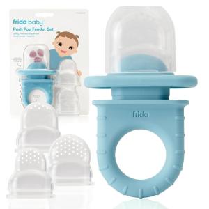 imageFrida Baby Push Pop Feeder Baby Fruit Food Feeder to Safely Introduce New Foods Fresh  Frozen Silicone BPA Free Dishwasher Safe  3 Count BlueBlue