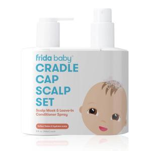 imageFrida Baby The 3Step Cradle Cap System DermaFrida The FlakeFixer Sponge Brush Comb and Storage Stand for Babies with Cradle Cap WhiteBlueScalp MaskSpray Duo