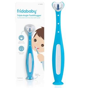 imageFrida Baby TripleAngle Toothhugger Training Toddler Toothbrush  Toddler Toothbrush 2 Years and Up Cleans All Sides at Once  2 Pack Yellow  PinkBlue