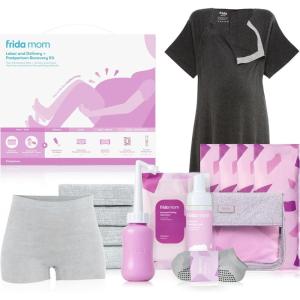 imageFrida Mom 15pc Labor ampamp Postpartum Kit Gift Set for Baby Showers ampamp Mom to Be Includes Peri Bottle Nursing Gown Disposable Underwear Ice Maxi Pads Pad Liners Perineal Foam Socks ampamp Toiletry Bag