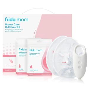 imageFrida Mom 9pc Breastfeeding Essentials Kit for Lactation Support ampamp Nipple Relief Includes Lactation Massager Heating Pads Breast Masks for Hydration ampamp Milk Flow Postpartum Essential Gift Set