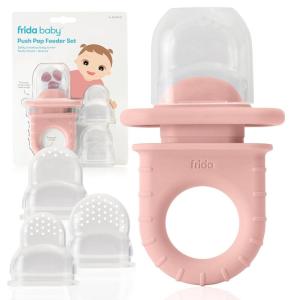 imageFrida Baby Push Pop Feeder Baby Fruit Feeder Baby Fruit Food Feeder to Safely Introduce New Foods Fresh  Frozen Food Silicone Feeder for Babies BPA Free Dishwasher Safe  3 Count Pink