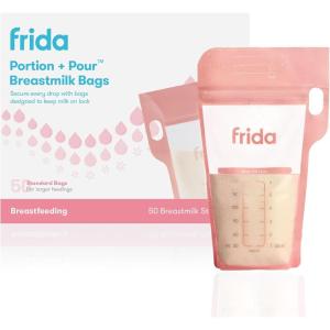 imageFrida Mom Breastmilk Storage Bags 50ct Standard Freeze amp Thaw Milk Bags for Breastmilk Leakproof Seal Perfect Pour Spout Precise Portions No Slip Finger Grip BPA Free 6oz Bag50ct Standard