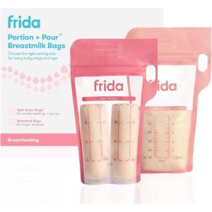 imageFrida Mom Breastmilk Storage Bags 50ct Standard Freeze amp Thaw Milk Bags for Breastmilk Leakproof Seal Perfect Pour Spout Precise Portions No Slip Finger Grip BPA Free 6oz Bag100ct Variety Pack