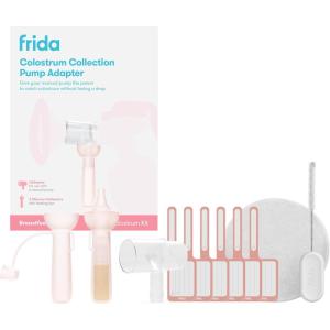 imageFrida Mom Colostrum Pump Adapter Connects to Frida Manual Breast Pump to Catch Colostrum Includes Adapter 2 Colostrum Collectors 6 Labels Cleaning Brush amp Cloth Safe Materials 11pc kitPump Adapter