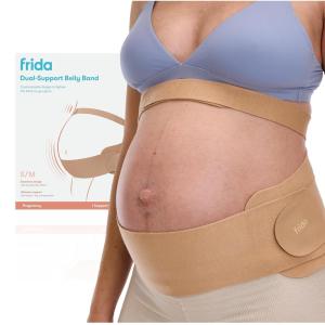 imageFrida Mom Dual Support Pregnancy Belly Band SM Maternity Belly Band with Ultimate Support Back Hip amp Pelvic Adjustable Lightweight Breathable amp Comfy Supports Bump as Baby Grows ClayClay