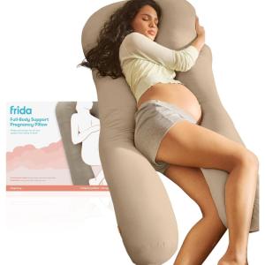 imageFrida Mom Full Body Support Pregnancy Pillow Cooling Pregnancy Pillow Wraps Around for All Over Support Extended Length to Support from Head to Toe Easy to Clean Compact Storage Bag TaupeTaupe